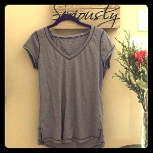 Purple and white Horizontal Striped Zella Tee